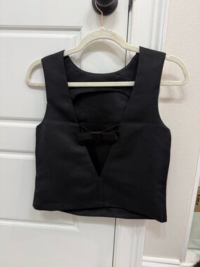 H&M Black Bow-Accent Top